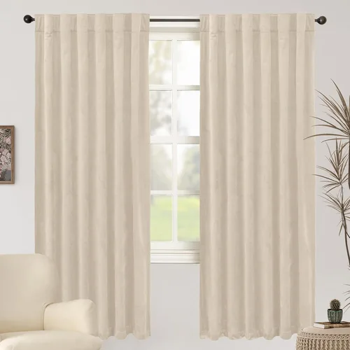 Vista 33 de BGment Cortinas de terciopelo rosa polvoriento, 2 paneles de 84 pulgadas, 2 paneles para sala de estar, aislamiento térmico de lujo, reducen