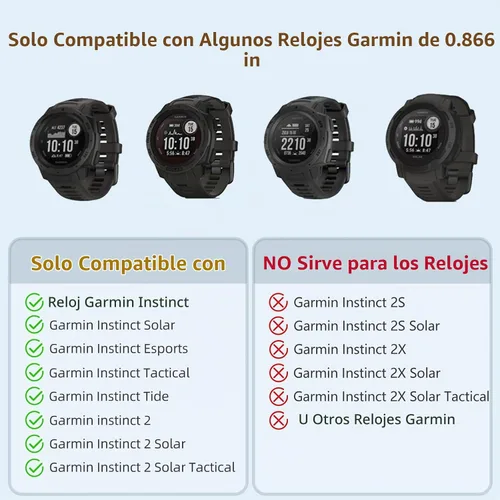 Vista 2 de GEAK Compatible con correas de reloj Garmin Instinct, correa de silicona suave de 22 mm para muñeca deportiva, reemplazo compatible con correa