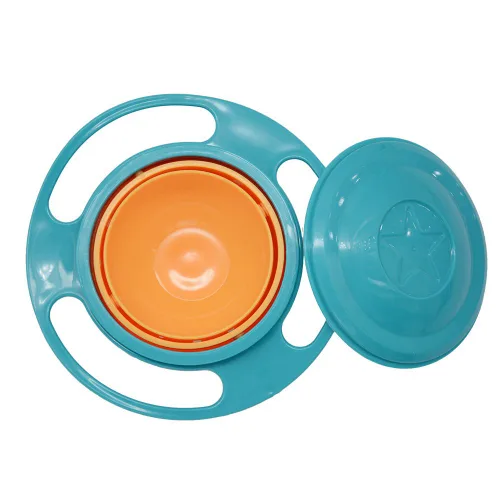 Vista 2 de ZTL Gyro Bowl 360 Dgree - Cuenco giroscópico resistente a derrames con tapa 3 piezas (azul+verde+rosa)