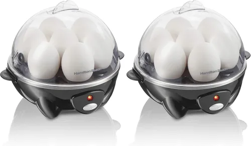 Vista 10 de Hamilton Beach Cocedor de Huevos Eléctrico 3 en 1 para Huevos Duros, Huevos Escalfados, Preparador de Omelets y Vaporizador de Verduras, Capacidad