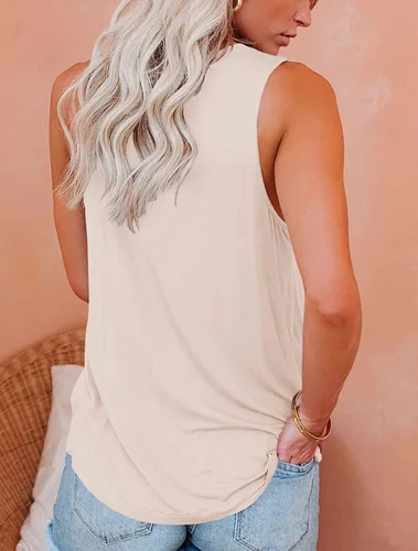 Vista 39 de JAWINT Camisetas casuales sin mangas para mujer, cuello redondo, sin mangas, holgadas, holgadas