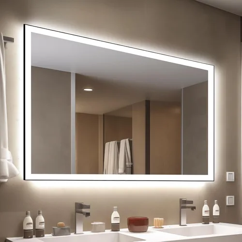 Vista 14 de Espejo de baño LED de 24x32'' con luz, marco de aluminio, regulable frontal y retroiluminado, antivaho, sin distorsión, memoria de luz, templado e