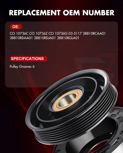 Vista 5 de Compresor de CA con embrague compatible con Nissan para MAXIMA 3.5L 2008-2014 para Pathfinder 3.5L 2013-2014 para Quest 3.5L 2011-2015
