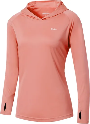 Vista 31 de Willit - Sudadera con capucha y protección solar FPU 50+ para mujer, camiseta de manga larga con FPS, ligera, para exteriores, senderismo, pesca