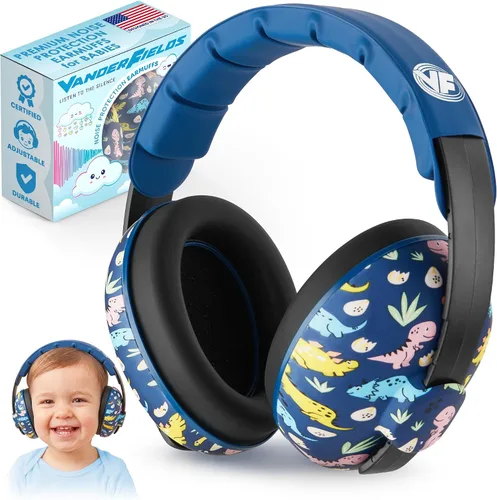 Vista 7 de Vanderfields Protección de oídos para bebés y niños pequeños - Orejeras para bebés con protección contra el ruido infantil - 21dB NRR - Edad 3 meses