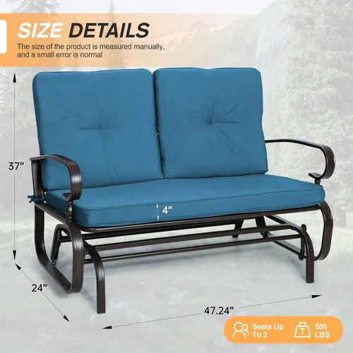Vista 3 de Incbruce Silla Mecedora Deslizante para Exteriores Banco Deslizante de Patio para 2 Personas, Asiento Loveseat de Porche Juego de Sillas de Patio