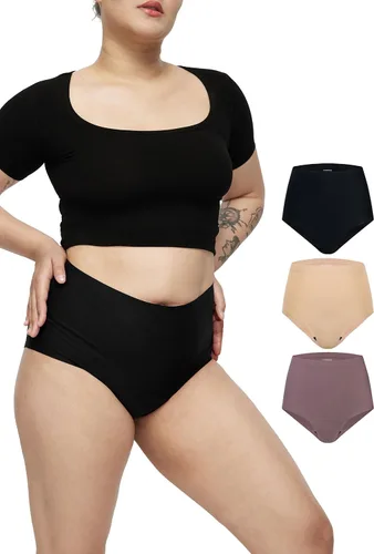Vista 10 de LEAKPROOF2.0 - Ropa interior sin costuras de cintura alta para mujer, flujo pesado, capacidad para 10 tampones Holds 10 Tampons, 4-Side Leak