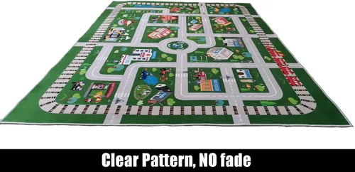 Vista 4 de Alfombra de juego para sala de juegos para niños, camino de la vida urbana para automóviles, divertido mapa de ciudad para juguetes de pista