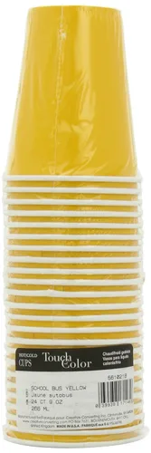 Vista 2 de Creative Converting Vasos de papel caliente/fríos, 9 onzas, color amarillo del autobús escolar, paquete de 24