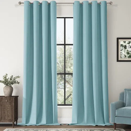 Vista 41 de ChrisDowa Cortinas 100% Opacas de Abedul Sólido de 45 Pulgadas de Largo, 2 Paneles para Dormitorio y Sala de Estar, Estilo Granja Oscurecedoras