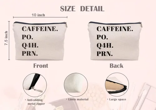 Vista 5 de Bolsa de maquillaje para enfermera, color negro, divertido regalo de agradecimiento para enfermera, pequeña bolsa de cosméticos para bolso, HSXL11-10