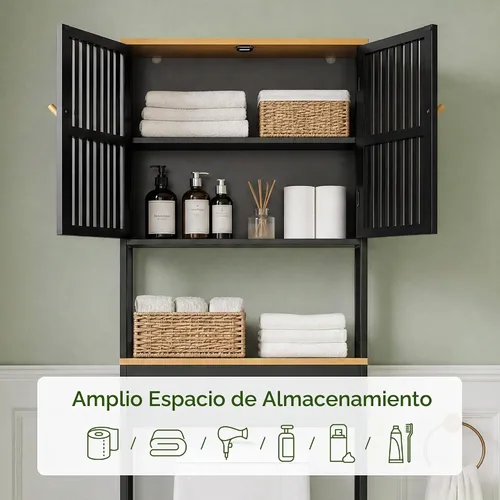 Vista 3 de Gabinete de almacenamiento sobre el inodoro de 24" x 70" con puertas Negro