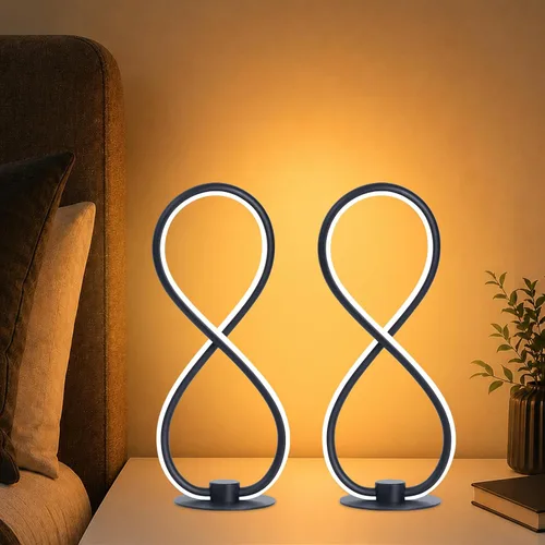 Vista 11 de Lámpara de Mesa Rosa, Lámpara de Escritorio Corazón Ajustable Sin Escalas 3CCT 2700K/4000K/6500K con Adaptador USB, Pequeña Lámpara de Noche