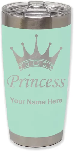 Vista 35 de LaserGram Vaso aislado al vacío de 20 onzas, corona de princesa, grabado personalizado incluido (negro)