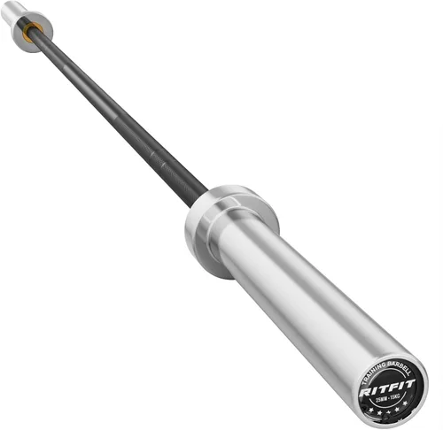 Vista 14 de RitFit Elite - Barra olímpica de 7 pies, robusta barra de 45 libras para levantamiento de pesas y levantamiento de potencia, barra olímpica superior