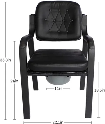 Vista 2 de Dyale Deluxe Comfort Commode con asiento acolchado, silla de cama resistente, asiento de inodoro con marco de seguridad para baño de ancianos