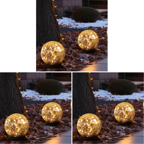 Vista 8 de MLKNK Luces solares de globo para exteriores, impermeables, bolas solares, luces solares de jardín, orbes para exteriores, paquete de 2 bolas