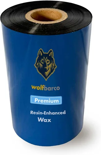 Vista 20 de Wolfbarco 1 Roll 1.57" x 1476' (40mm x 450m) Premium Resin Enhanced Wax Thermal Transfer Ribbon 1" Core, Coated Side Out for Zebra Printers