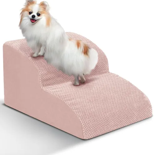 Vista 13 de Escaleras para Perros para Perros Pequeños - Rampa de Espuma de Alta Densidad, Pasos Extra Anchos para Mascotas con Fondo Antideslizante para Camas