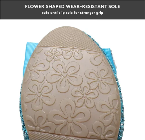 Vista 4 de Zapatos de vestir para niñas, Mary Jane, boda, fiesta, talón, lazo con purpurina, zapatos de princesa con flores para niños pequeños