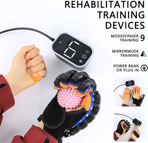 Vista 3 de Guantes de robot de rehabilitación para rehabilitación de accidentes cerebrovasculares, dispositivos de fortalecimiento de manos, velocidad