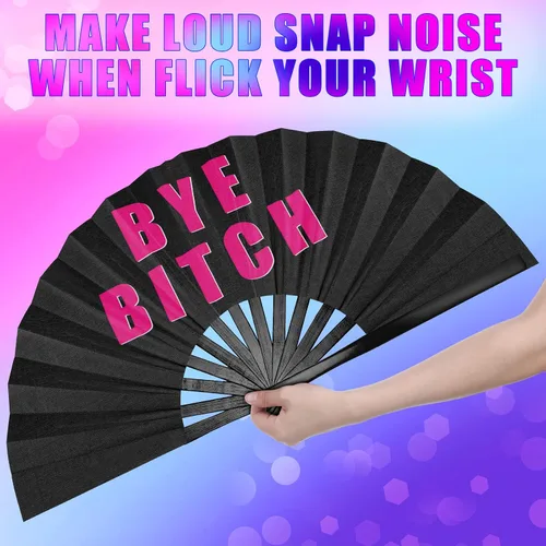 Vista 4 de Amyhill 3 ventiladores de mano grandes de bambú, ventilador plegable icónico de mano, ventilador chino de mano, para mujeres y hombres, festivales