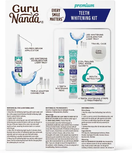 Vista 10 de GuruNanda Kit Premium de Blanqueamiento Dental con Luz LED Conectada y Lápiz Blanqueador, Funciona con iPhone y Android, Ayuda a Eliminar Manchas