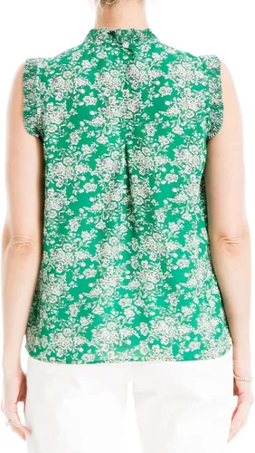 Vista 3 de Max Studio Blusa de crepé sin mangas con volantes y cuello alto falso para mujer