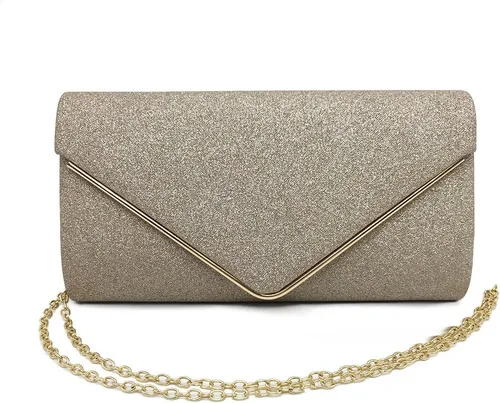 Vista 2 de Bolso de noche brillante para mujer, bolso de mano para boda, bolso de novia, bolso de fiesta con cadena desmontable, plateado