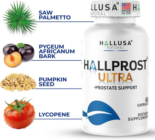 Vista 3 de Hallusa Natural Hallprost Ultra + Free Hallvigor - Salud y vitalidad de próstata para hombres - Saw Palmetto, licopeno y ginseng - Apoya la función