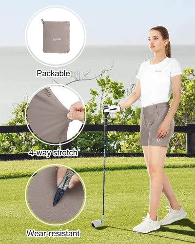 Vista 5 de 33,000ft Pantalones cortos de golf para mujer, de 5 pulgadas, elásticos, de secado rápido, con bolsillos