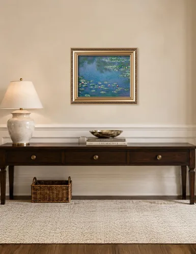 Vista 2 de IPIC - Reproducción artística de los lirios de agua de Claude Monet 1906, impresiones giclée coinciden con el marco dorado clásico, arte de pared