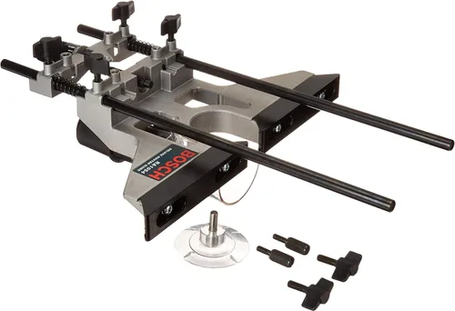 Vista 2 de Bosch RA1151 – Pasador y cono de centrado de la sub-base de la rebajadora con guía lateral de rebajadora de lujo Bosch con campana de extracción