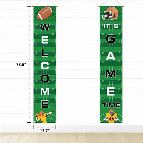 Vista 4 de Cartel de bienvenida para porche de fútbol, decoración de fiesta para el día del juego, deportes, puerta, casa, fiesta, suministros