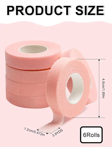 Vista 10 de 6 rollos de cinta médica de microporos para extensión de pestañas, cinta adhesiva de tela para suministro de extensión de pestañas