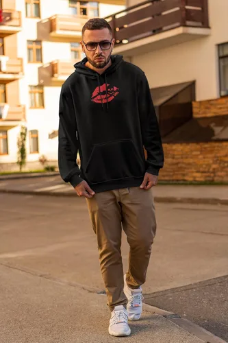 Vista 2 de Halloween beso de Muerte negro adulto sudadera con capucha para hombre, M, Negro