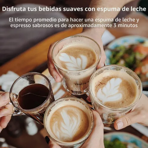 Vista 4 de STARESSO Mini cafetera de viaje y espumador de leche manual, cafetera portátil 2 en 1, máquina de café espresso manual compatible con cápsulas NS