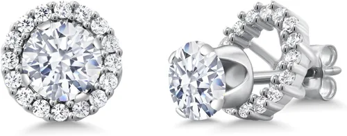 Vista 78 de Gem Stone King Aretes redondos de plata de ley 925 de 0.236 in con piedra natal extraíble para mujer