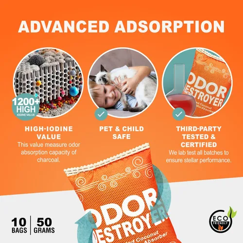 Vista 3 de Sunlight® Desodorante para zapatos con carbón activado que absorbe olores para el hogar, eliminador de olores fuertes en zapatos, desodorante