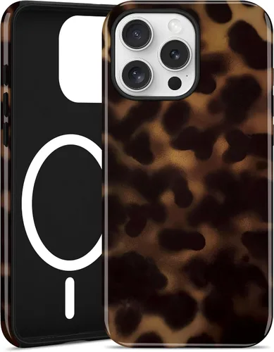 Vista 11 de Jusy Compatible con MagSafe Brown Tortoise Shell Print Phone Case para iPhone 7/8/SE, funda protectora magnética de lujo de TPU suave