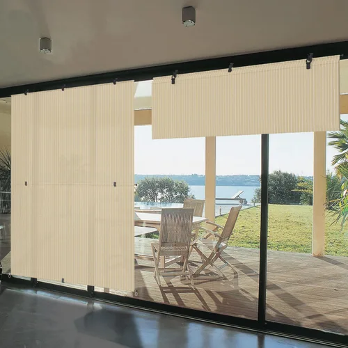 Vista 7 de Bynbbur Persianas enrollables plegables de 4 pies de ancho x 5 pies de alto, 220 GSM, pantallas de porche enrollables, tela para terraza, pérgola