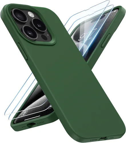 Vista 10 de Funda de silicona líquida delgada para iPhone 15 Pro, funda protectora a prueba de golpes de 6.1 pulgadas, protección antiarañazos contra caídas