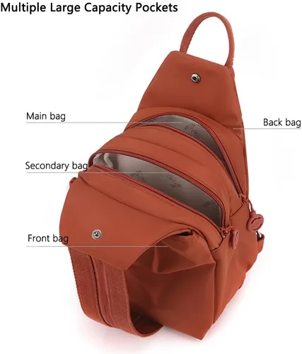 Vista 3 de Bolsa impermeable de 2 vías, bolsa de hombro convertible Oxford de gran capacidad, bolsa cruzada para mujer, mochila de viaje, Negro -, Mediana
