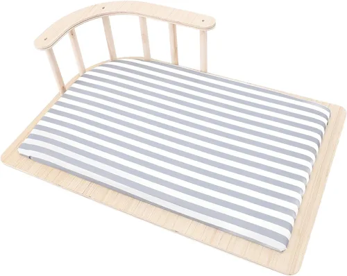 Vista 4 de Cama elevada para gatos, cama elevada para gatos, hamaca de madera con cojín suave y cálido y valla para perros pequeños, gatos, limpieza de fácil