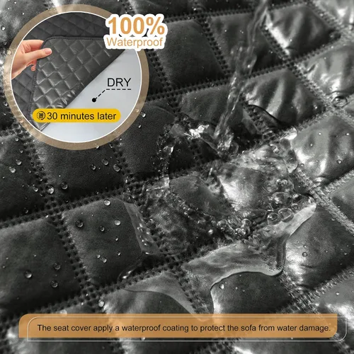 Vista 3 de HDCAXKJ 100% Fundas impermeables para sofá seccional reclinable en forma de L, funda de sofá reclinable acolchada lavable, fundas de esquina