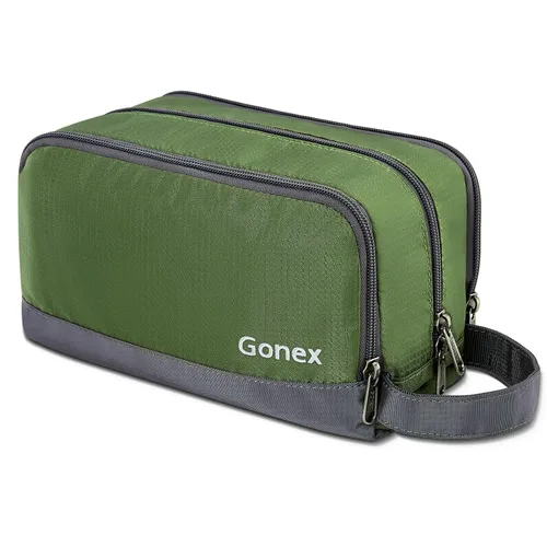 Vista 7 de Gonex Neceser de viaje de nailon, bolsa de afeitado, organizador de artículos de tocador, color negro
