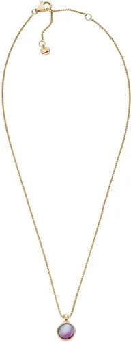 Vista 2 de Skagen Collar con colgante de acero inoxidable dorado de cristal de mar para mujer (modelo SKJ1689710), Acero inoxidable, No es una piedra preciosa