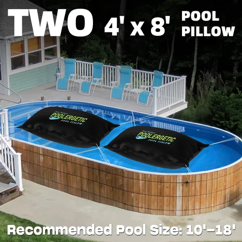 Vista 2 de Almohada de piscina de 4 x 8 pies para piscinas sobre el suelo, almohada grande de invierno para cierre de invierno, funda de piscina resistente