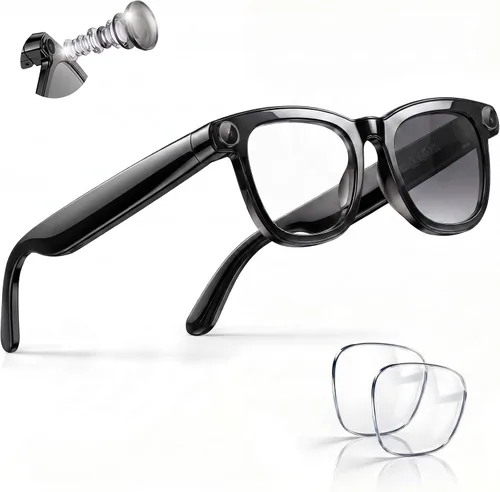 Vista 11 de EarlySincere Gafas inteligentes con cámara POV 4K de 8 MP, video HD, asistente de visión AI, transcriptor de traducción y voz, audio de oído