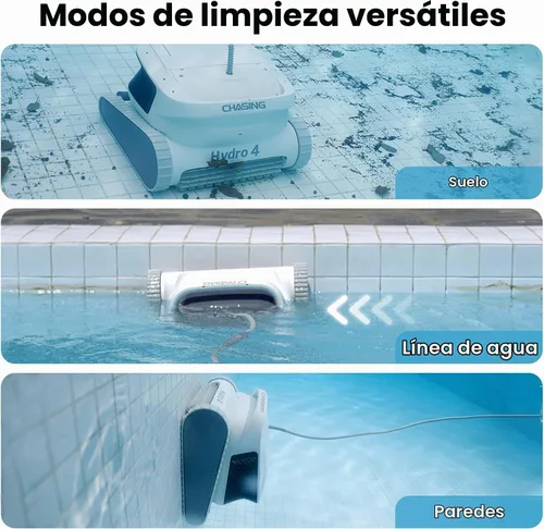 Vista 6 de Chasing Hydro 4 - Aspiradora de piscina para piscinas enterradas, robot de piscina con batería de 210 minutos para limpieza de pisos, paredes